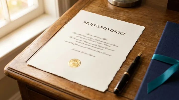 Document headed Registered Office with gold seal: the registered office of a Cyprus company