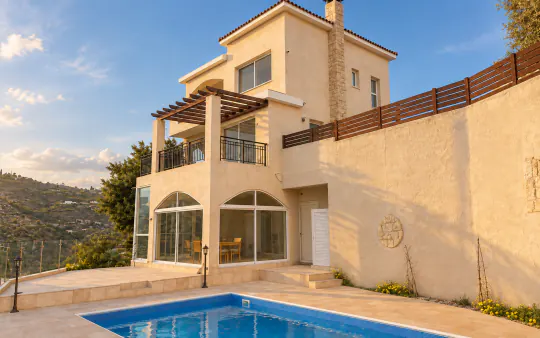 House with pool and sea view in Tsada, photo 1